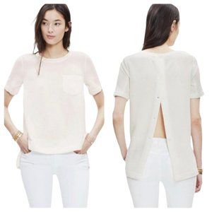Madewell Ivory Off-White Lightweight Short Sleeve Industry Button-Back Top